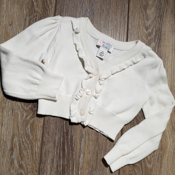 Baby's tan & white striped capped sleeve sweater dress, hat and cardigan 6-9M - Picture 12 of 16